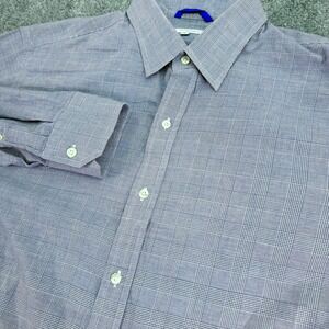 Teddy Stratford Mens Shirt 5 XL Blue Glen Plaid Hidden Zipper Zip Button Up